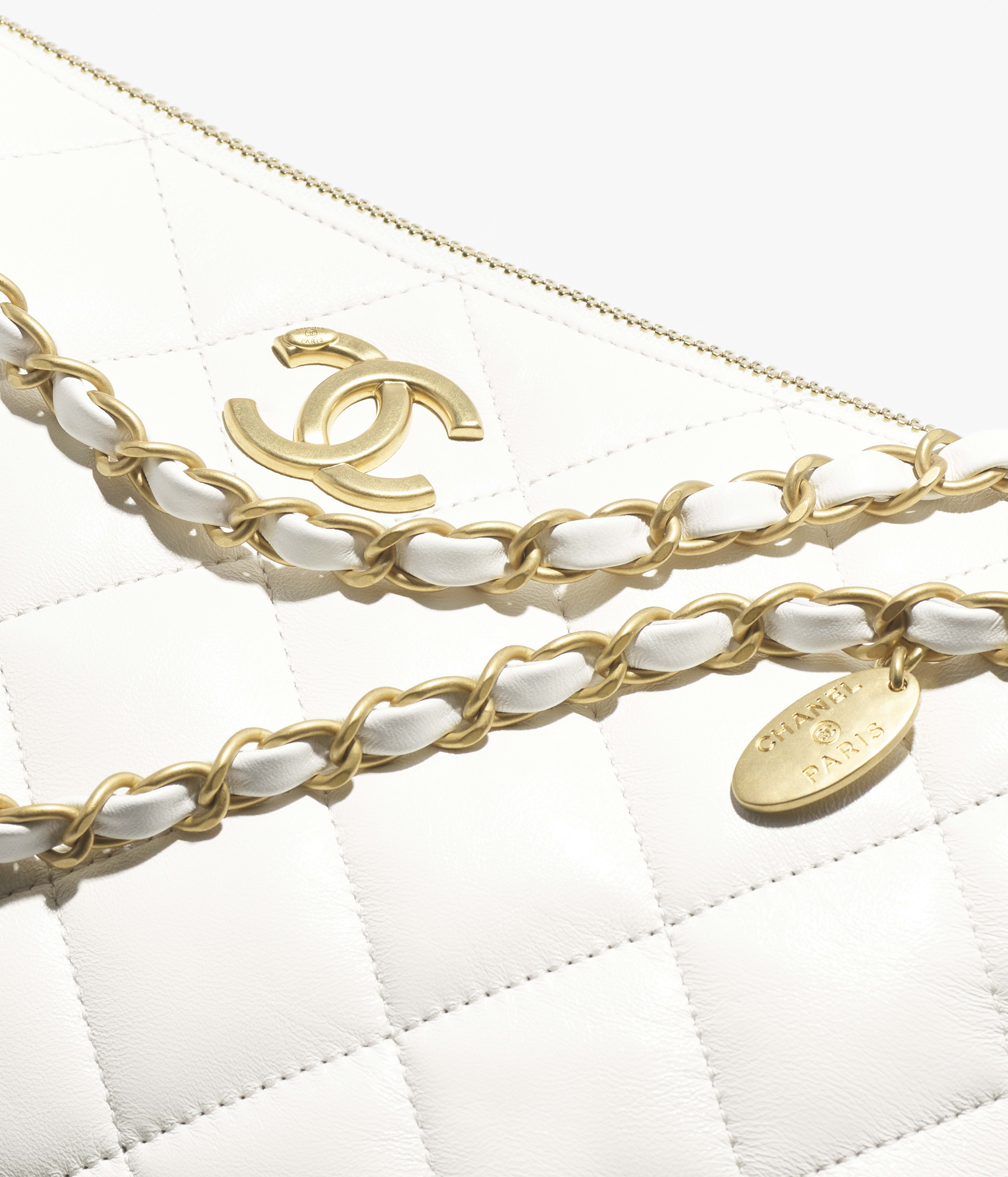 Bolso hobo grande - Blanco - Piel de cordero efecto brillo y metal dorado - 